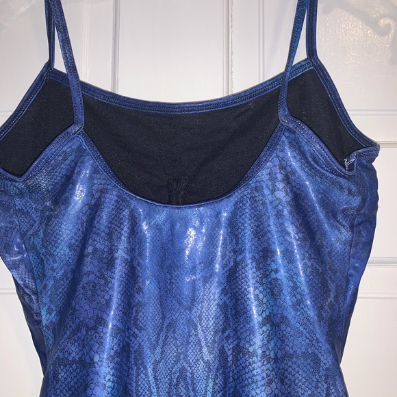 Vintage Shiny Blue Snakeskin Bathing Suit - Picture 7 of 11
